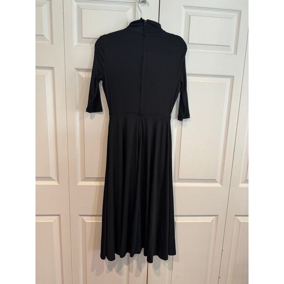 New Unique Vintage 50s Black Turtleneck Fit & Flare Retro Mod Dress Sm - Picture 4 of 8